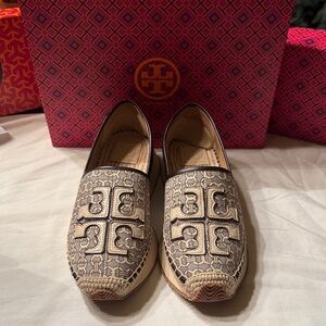 Tory Burch Tan and Black Espadrilles